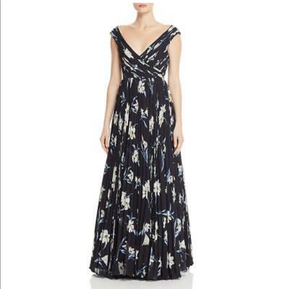 NWT Fame and Partners Navy Floral Formal Gown Night Lily Print